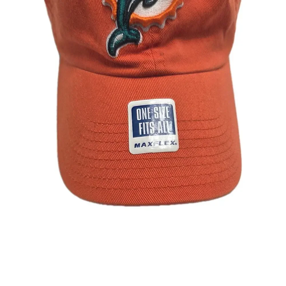 NFL Miami Dolphins Fitted Hat Unisex OS Orange Embroidered Maxflex Hat Football